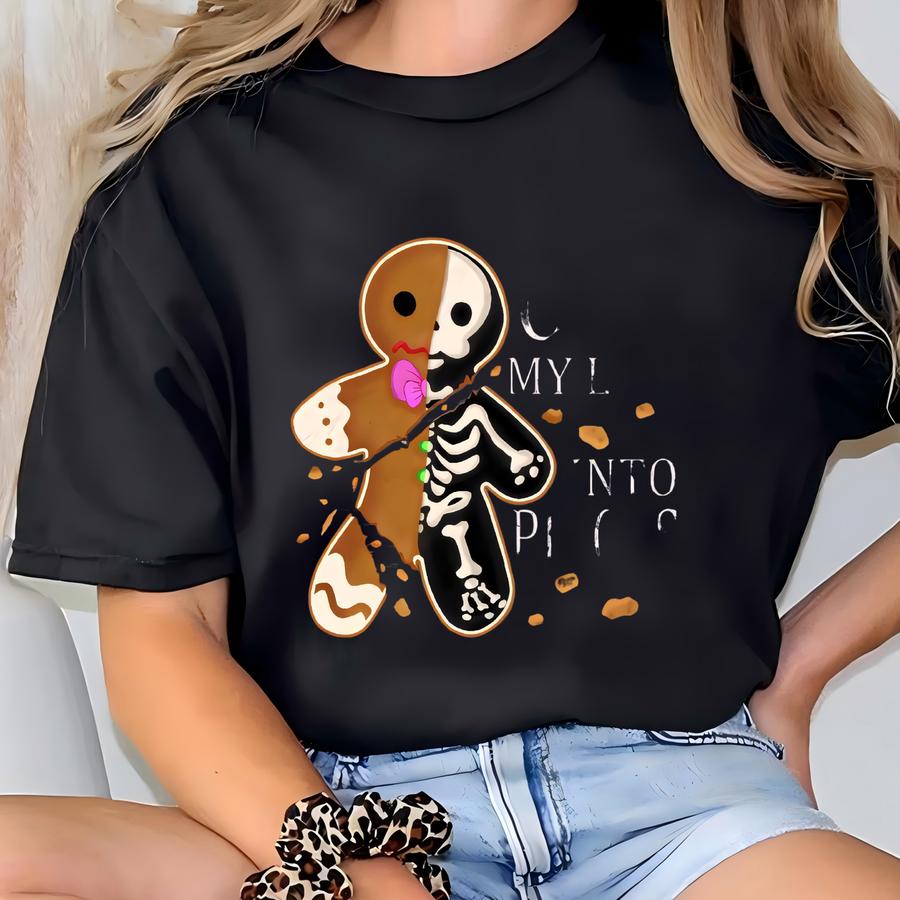Cut My Life Into Pieces Sweatshirt, Gingerbread Skeleton Man Shirt, Gingerbread Christmas Hoodie, Elder Emo Christmas Shirt T-shirt