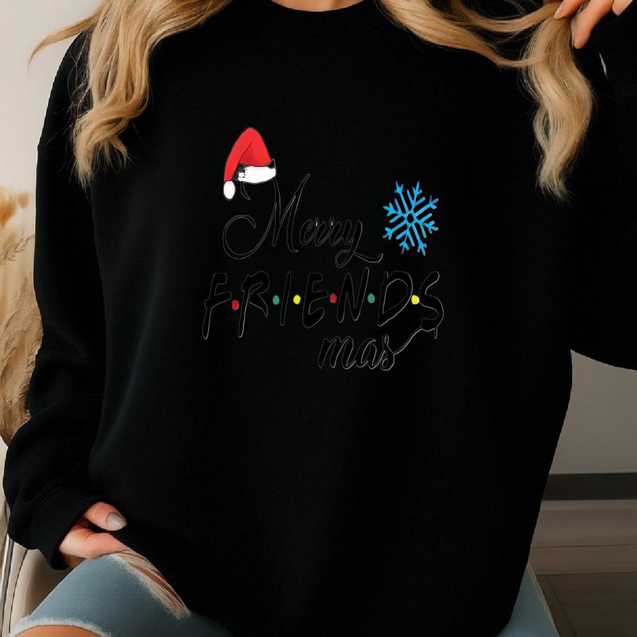 Merry Friends-mas T-shirt, Christmas Family Tee, Friends Movie Lover Tee, Funny Christmas Tee, Merry Xmas Tee, Happy Christmas Crewneck Sweatshirt
