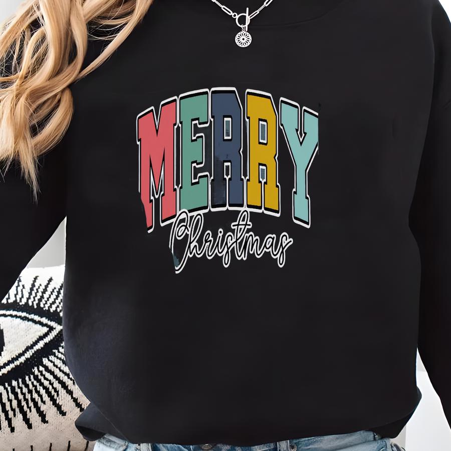 Merry Christmas Sweatshirt Christmas Crewneck Women Holiday Sweatshirt Cute Xmas Sweater Cozy Winter Oversized Sweatshirt Sweatshirt