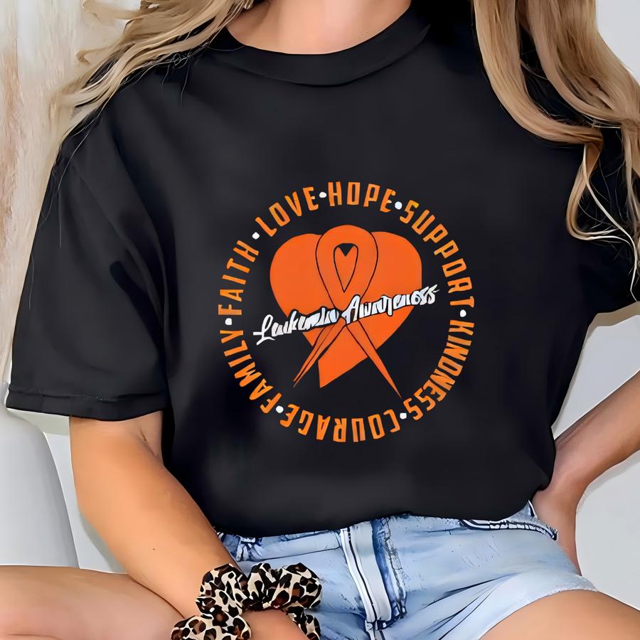 Leukemia Cancer Ribbon Sweatshirt, Cancer Team Tshirt, Cancer Support Gifts, Leukemia Cancer Awareness,leukemia Warrior Hoodie,orange Ribbon T-shirt
