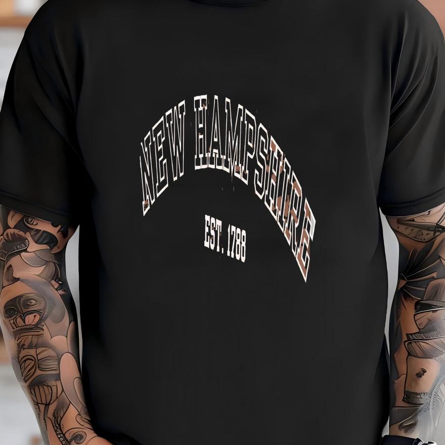 ® New Hampshire Est 1788 Shirt, State Pride Tee, New England Souvenir, Nh Gift Idea, Vintage Style, College Shirt, Unisex T-shirt