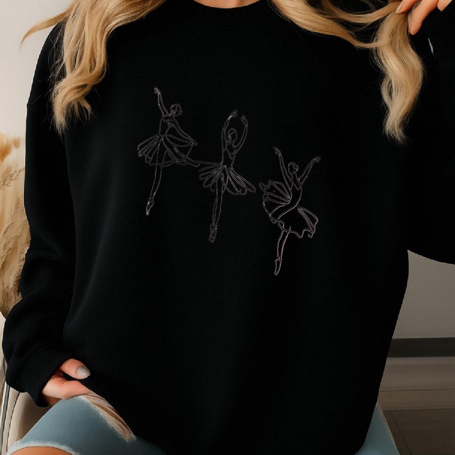 Ballet Sweatshirt: Bling Dance Mom Crewneck, Ballerina Sweatshirt, Initials On Sve Sweatshirt