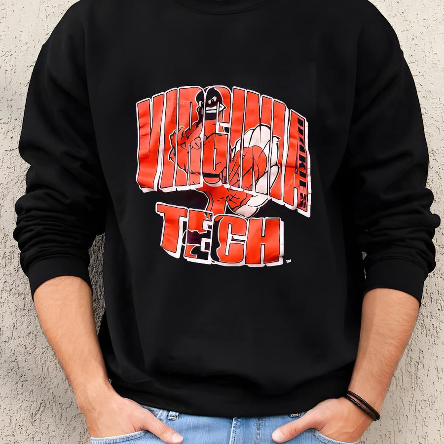 Vintage 90’s Virginia Tech University Crop Tee T Shirt Large Sweatshirt