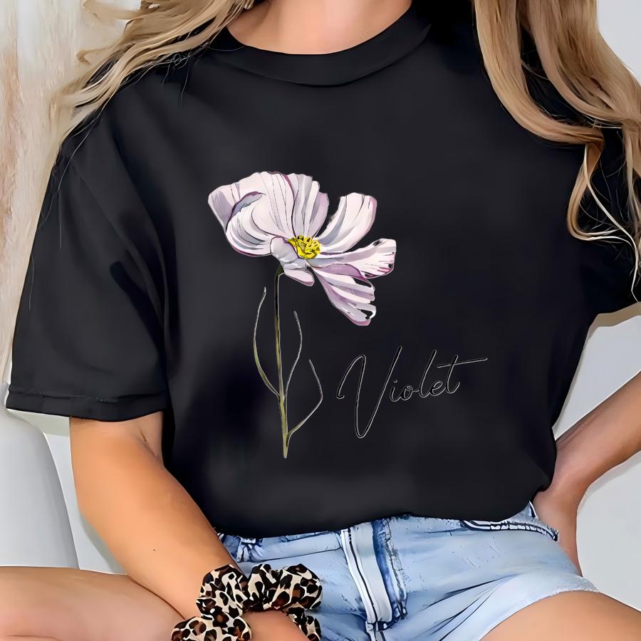 Wildflower Tumbler 40oz, Personalized Flower Tumbler With Handle, Floral Name Tumbler, Flower Lover Travel Mug, Bridesmaid Proposal Cup T-shirt