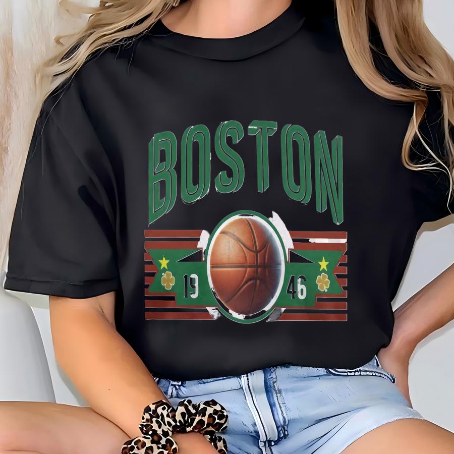 Boston Hoops Club Hoodie: Vintage New England Basketball Fan Apparel T-shirt