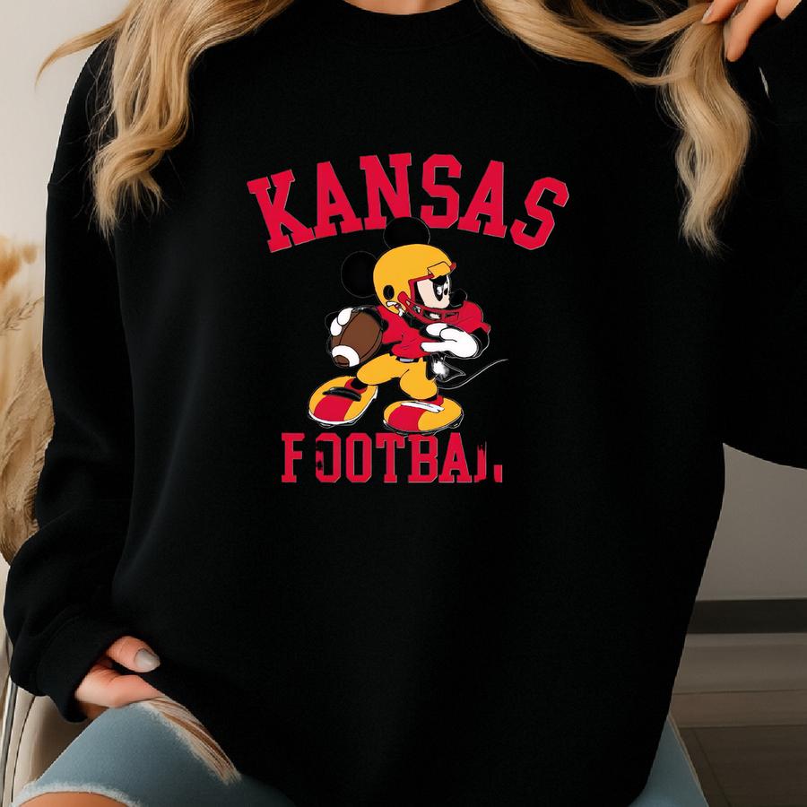Kansas Football Shirt ,game Day Tee, Cute Mouse Football Shirt, Unisex Fall Sports T-shirt, Kansas Game Day Outfit Sweatshirt