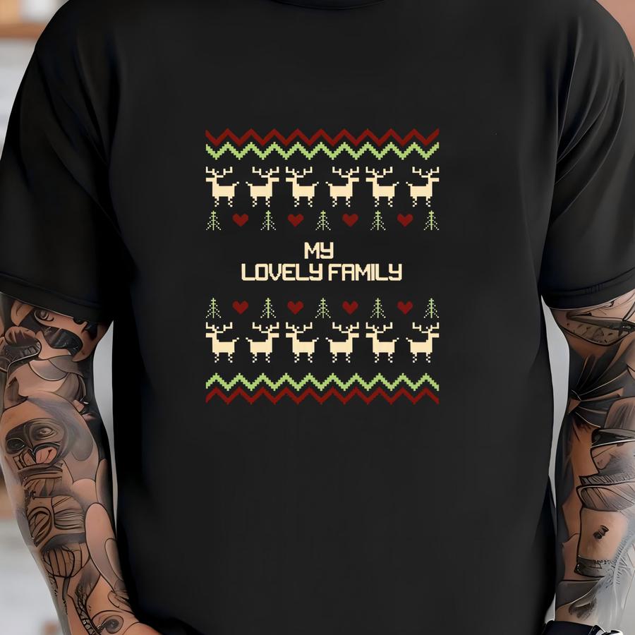 Custom Ugly Christmas Text Shirt: Reindeer Gift, Xmas Tree Tee T-shirt