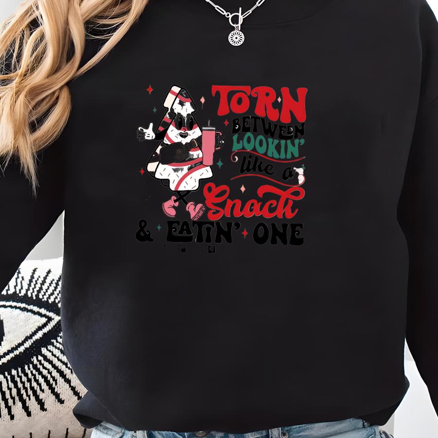 Snack Vs Snackin' Christmas Sweatshirt: Funny Holiday Treat Design Sweatshirt
