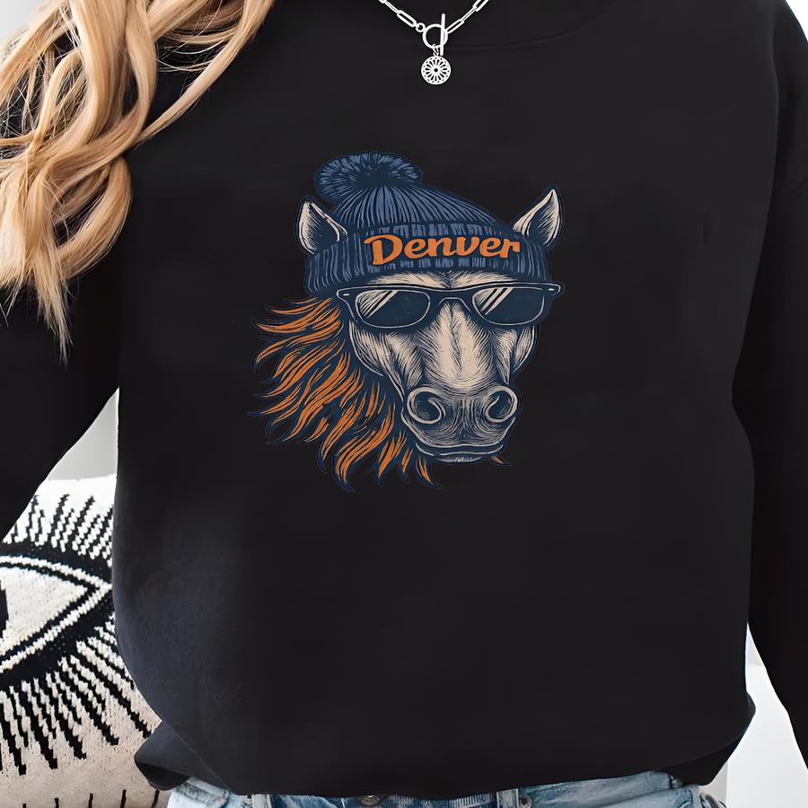 Denver Football Vintage Mascot Sweatshirt, Retro Denver Football Crewneck Shirt, Broncos Football Fans Gift, Sunday Football, Denver Shirt Sweatshirt
