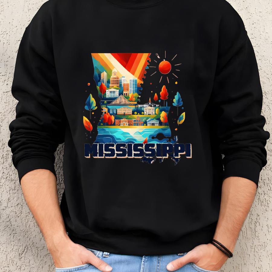 Mississippi T-shirt, Mississippi View Crewneck, Mississippi Souvenir, Mississippi Trip Gift, State Graphic Tee, Mississippi State Shirt Sweatshirt
