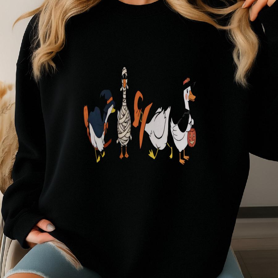 Funny Halloween Goose Sweatshirt: Duck, Pumpkin, Ghost Costume Sweatshirt