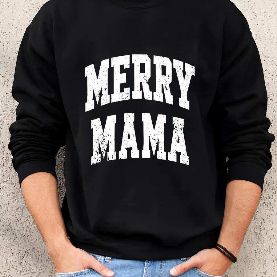 Merry Mama Christmas Shirt: Retro Mom Tee Sweatshirt