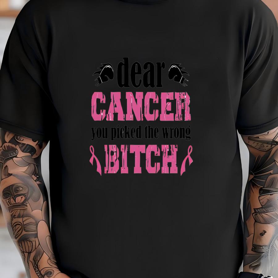 Dear Cancer You Picked The Wrong Hoodie, Survivor Tee, Breast Cancer Awareness Shirt, Bold Pink Ribbon Gift Top T-shirt