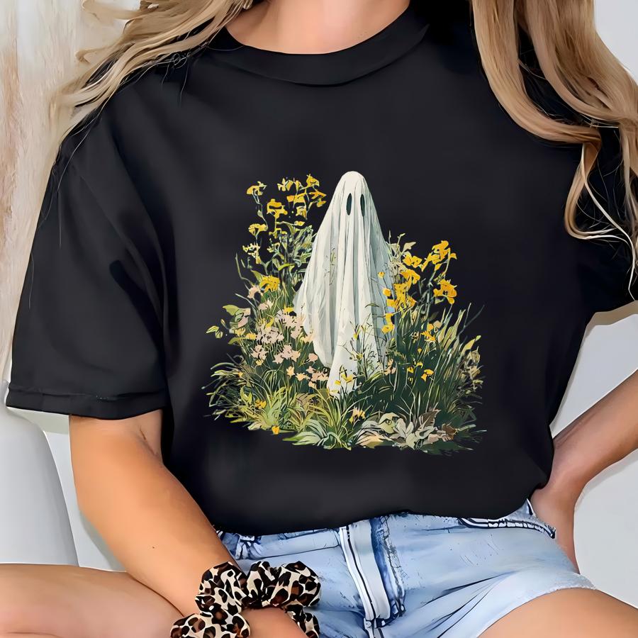 Wildflower Ghost T Shirt Cute Spooky Tee Halloween Inspired Shirt Tee T-shirt
