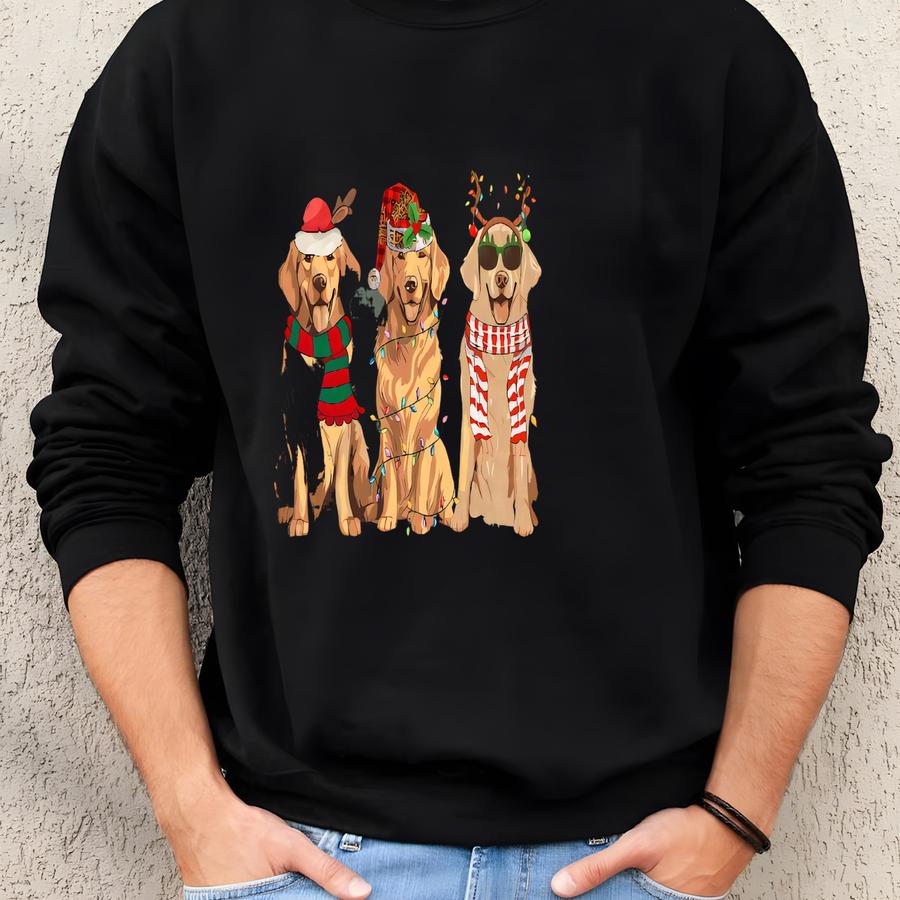 Christmas Golden Retriever Sweatshirt | Cute Dog Holiday Crewneck | Festive Golden Lover Gift | Santa Dog Apparel | Christmas Puppy Shirt Sweatshirt