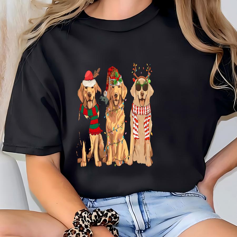 Christmas Golden Retriever Sweatshirt | Cute Dog Holiday Crewneck | Festive Golden Lover Gift | Santa Dog Apparel | Christmas Puppy Shirt T-shirt