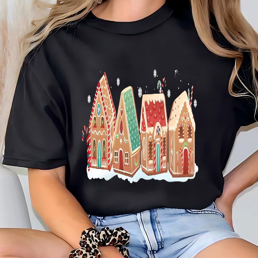 Christmas Gingerbread House Sweatshirt | Cute Holiday Village Crewneck | Winter Gingerbread House Shirt | Christmas Baking Gift T-shirt