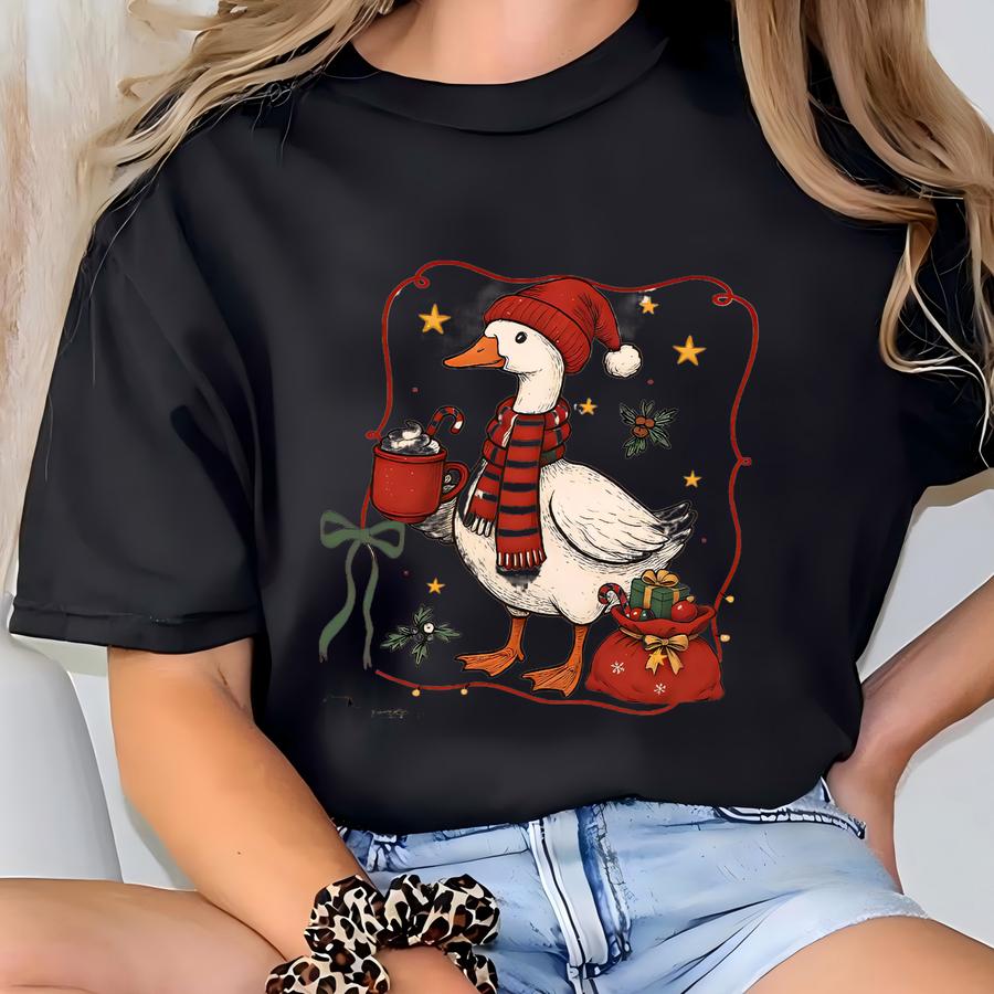 Silly Goose Christmas Shirt, Funny Holiday Shirt, Merry Christmas Gift, Christmas Goose Tee, Coffee Lover Gift, Cozy Season Shirt, Xmas Trip T-shirt