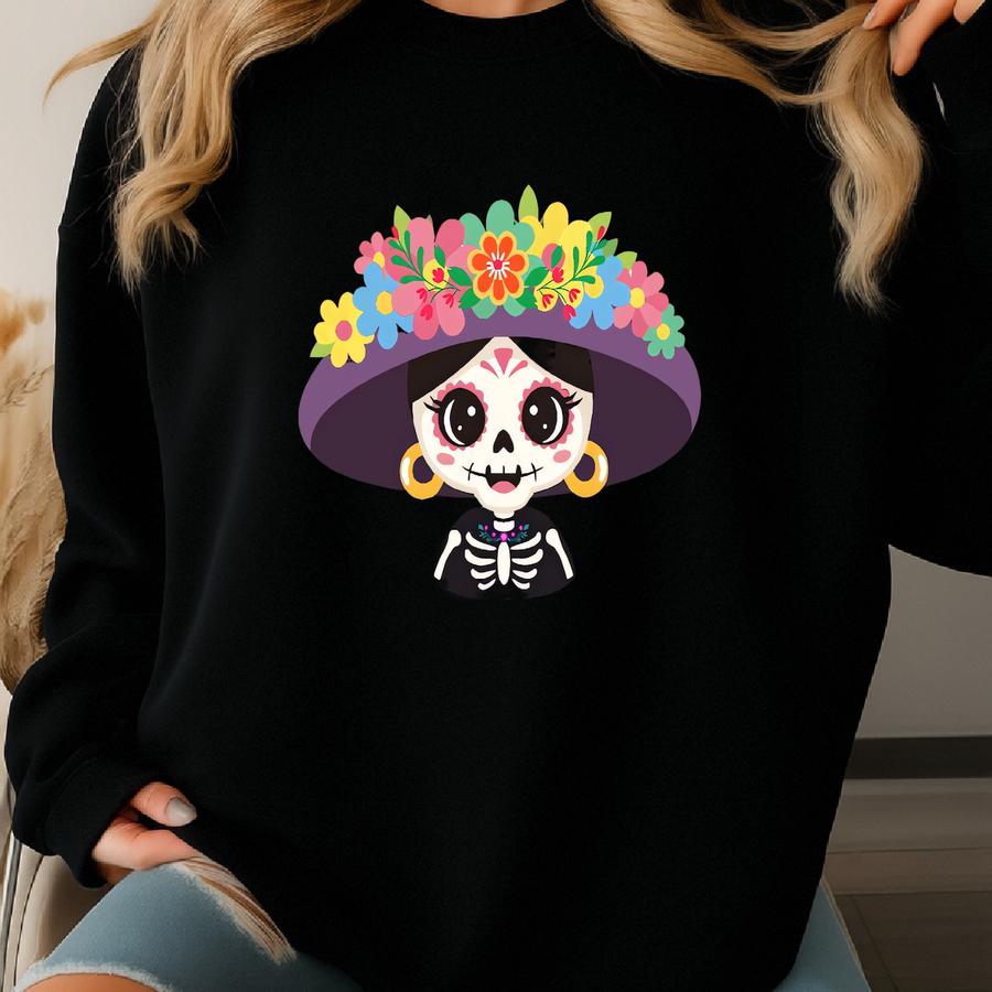 Day Of The Dead Shirt,sugar Skull Flower Shirt,halloween T-shirt For Women, Halloween Party Shirt,dia De Los Muertos Tee,mexican Shirt Sweatshirt