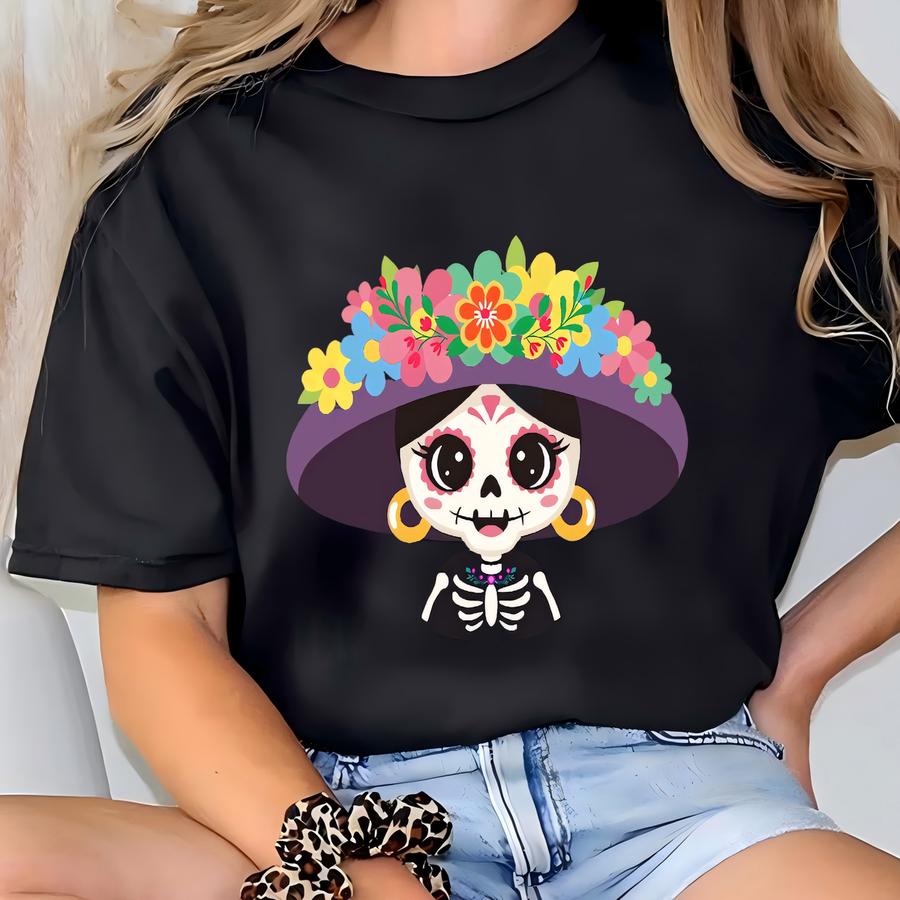 Day Of The Dead Shirt,sugar Skull Flower Shirt,halloween Hoodie For Women, Halloween Party Shirt,dia De Los Muertos Tee,mexican Shirt T-shirt