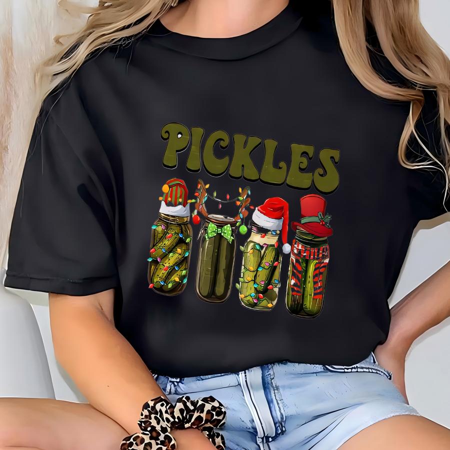 Funny Pickle Christmas Sweatshirt | Cute Holiday Dill Pickle | Picklesmas Sweater | Pickle Lover Gift For Her | Festive Winter Apparel T-shirt