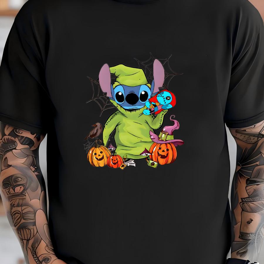 Stitch Halloween Youth Hoodie, Stitch Horror Shirt, Halloween Crewneck, Halloween Tee, Pumpkin Tee, Land Halloween Party Tee T-shirt