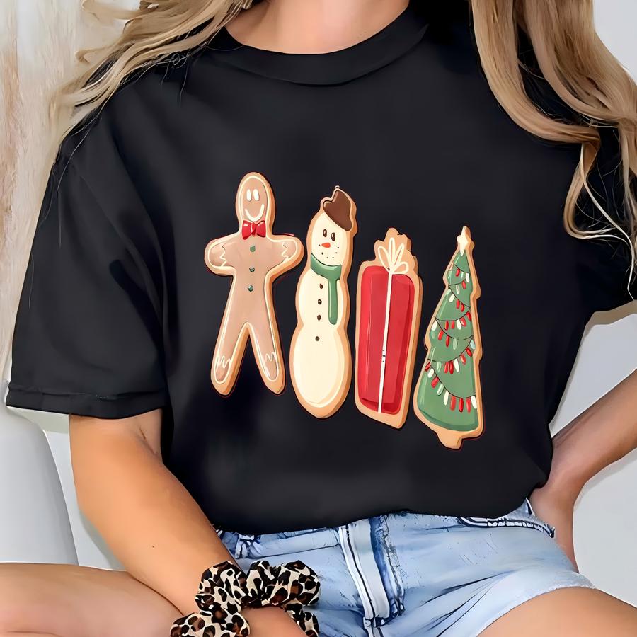 Christmas Cookies Sweatshirt | Gingerbread Man Snowman Crewneck | Holiday Baking Shirt | Cute Christmas Tree Tee | Cozy Christmas Gift T-shirt