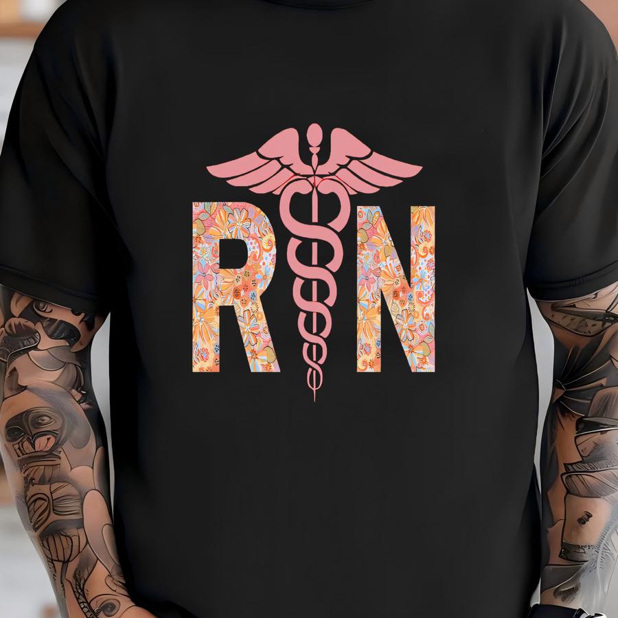 Floral Nurse Sweatshirt, Cute Rn Hoodie, Registered Nurse Shirt, Nurse Week Shirt, Hospital Worker Crewneck, Healthcare Worker Sweatshirt T-shirt