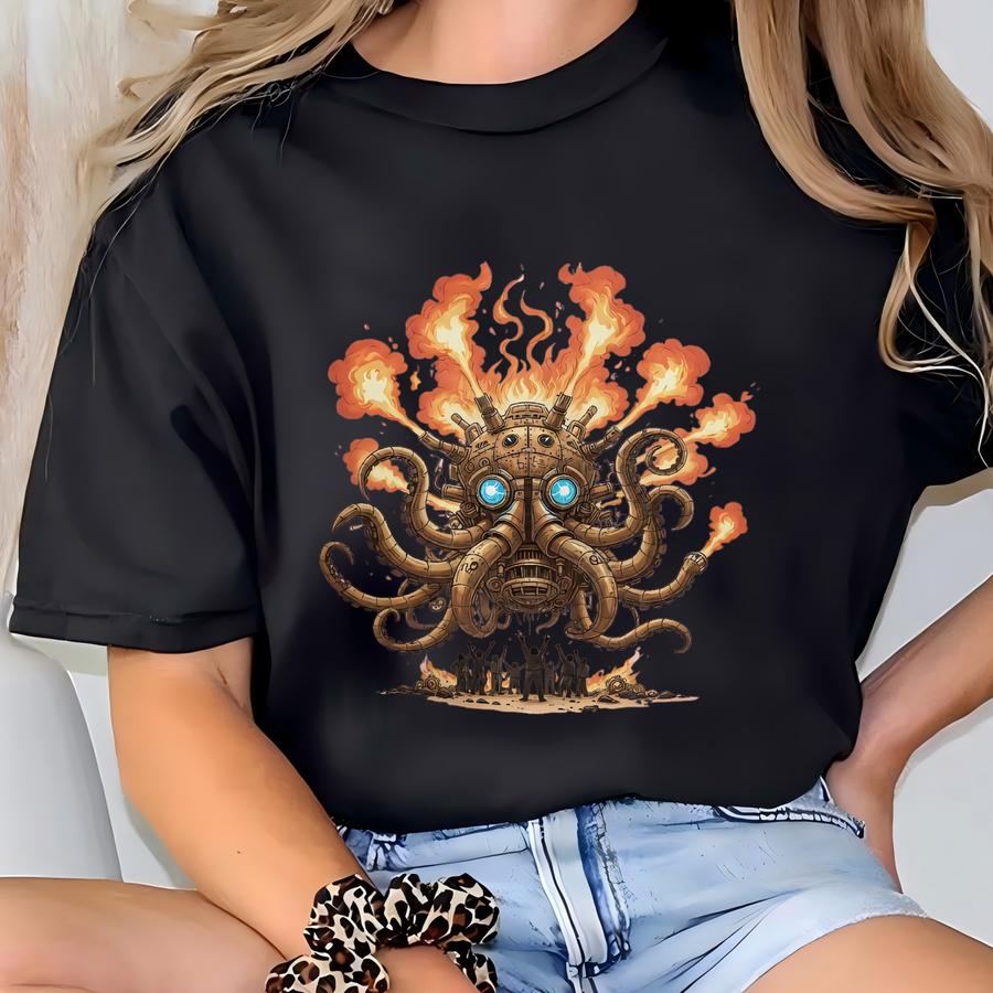 Steampunk Octopus Hoodie: Burning Man Psychedelic Rave Apparel T-shirt