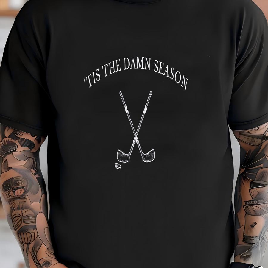 Tis The Damn Season ® Long Sve Shirt, Ice Hockey Shirt, Hockey Sweater, Hockey Mom Crewneck, Gift For Hockey Player T-shirt