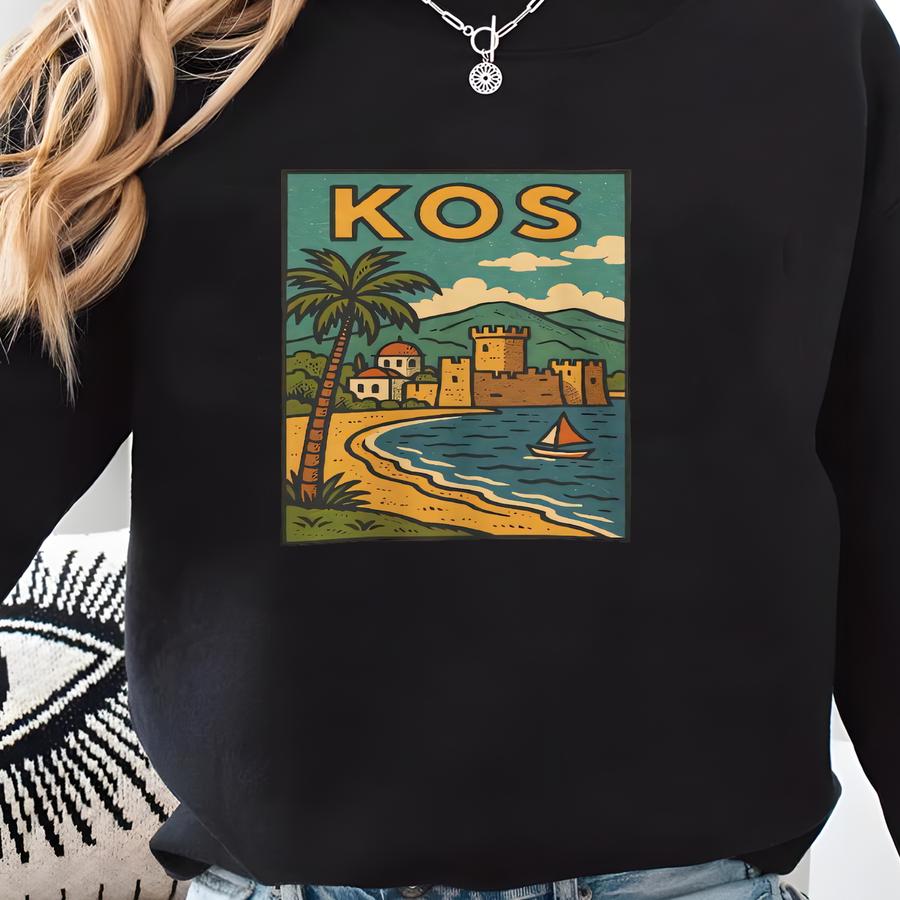 Kos T-shirt Unisex: Retro Greece Tee Sweatshirt