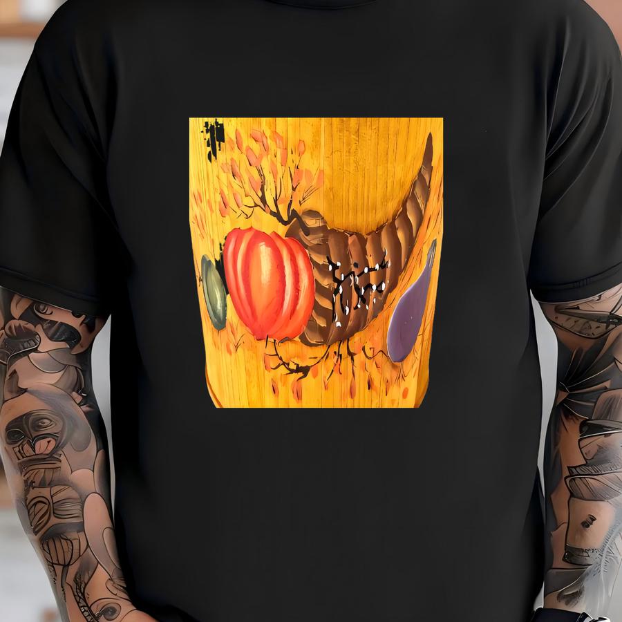 Vintage Fall Bounty Hand-painted Wood Bucket Plant Holder Plastic Lines W/handle T-shirt