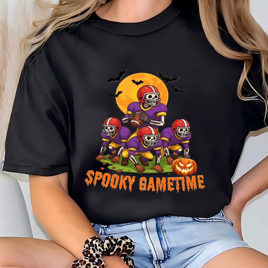 Spooky Gametime Crewneck Sweatshirt - Halloween Sweatshirt, Unisex Fce, Fall Fashion, Football Sweatshirt, Cozy Outfit T-shirt