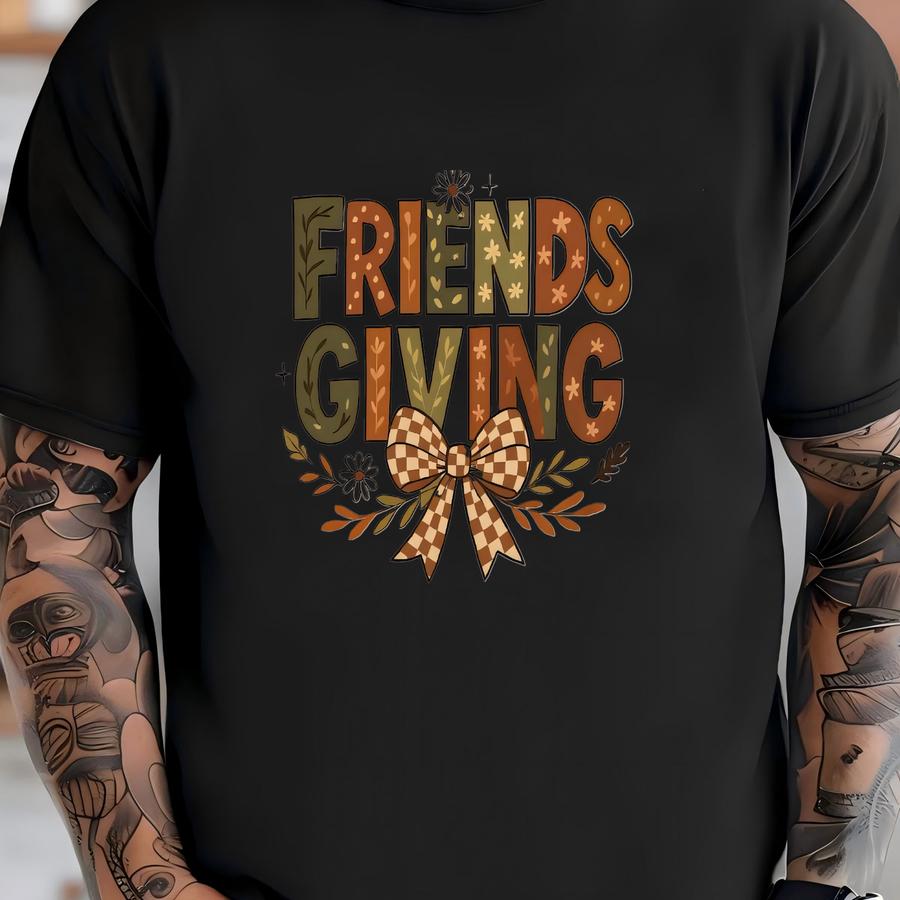 Boho Friends Giving Bow Sweatshirt: Retro Autumn Vibes T-shirt