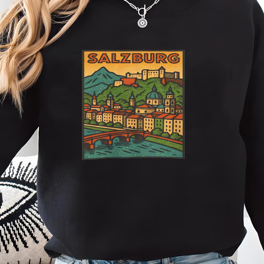 Salzburg T-shirt Unisex: Retro Austria Tee Sweatshirt