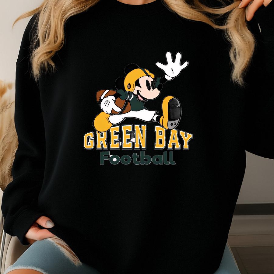 Green Bay Shirt, Cute Mouse Football Shirt, Game Day Tee, Green Bay Game Day Outfit, Unisex Fall Sports T-shirt Sweatshirt