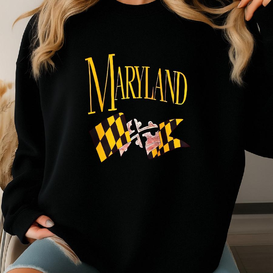 Vintage 90s University Maryland Sweatshirt Crewneck Pullover Maryland Terrapins Print Logo Red Medium Sweatshirt