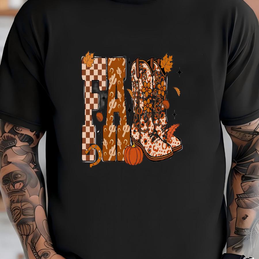 Cowboy Checkered Pumpkin Tee: Western Halloween Ghost Shirt T-shirt