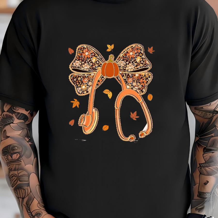 Fall Floral Pumpkin Nurse Shirt - - Thanksgiving Gift T-shirt