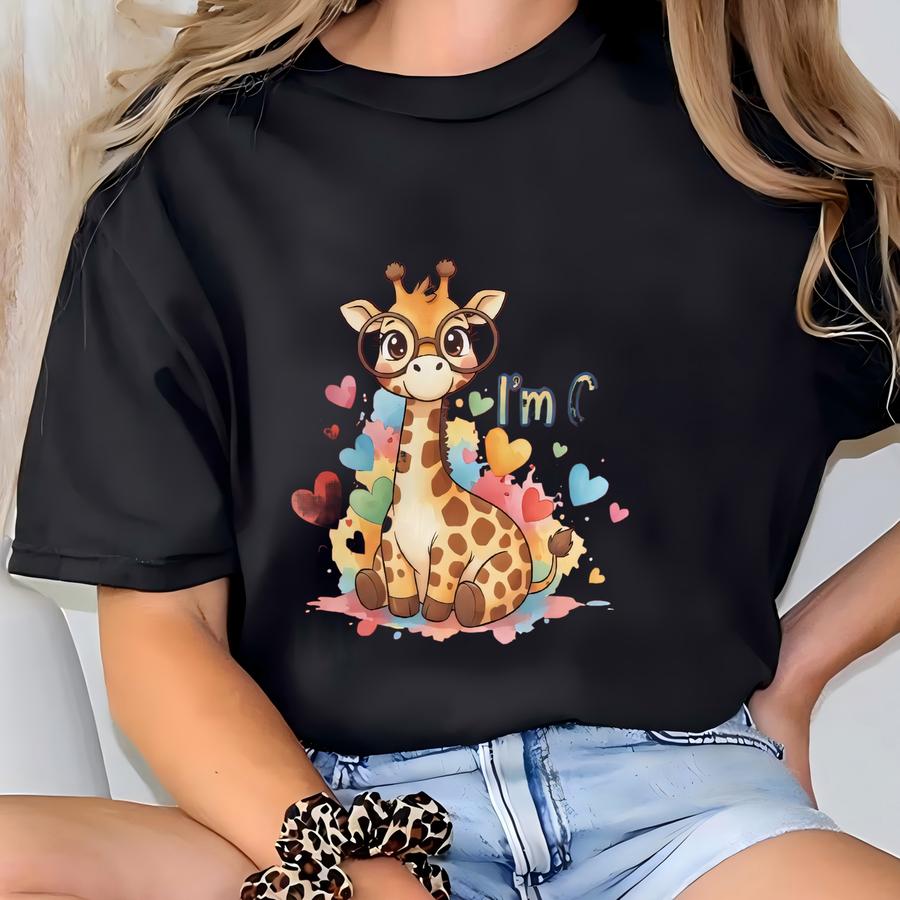 Cute Giraffe Hoodie, Baby Bodysuit, Funny Animal Shirt, Kids Apparel, Giraffe Lover Gift, Cartoon Giraffe, Heart Hoodie, You Bet Giraffe T-shirt