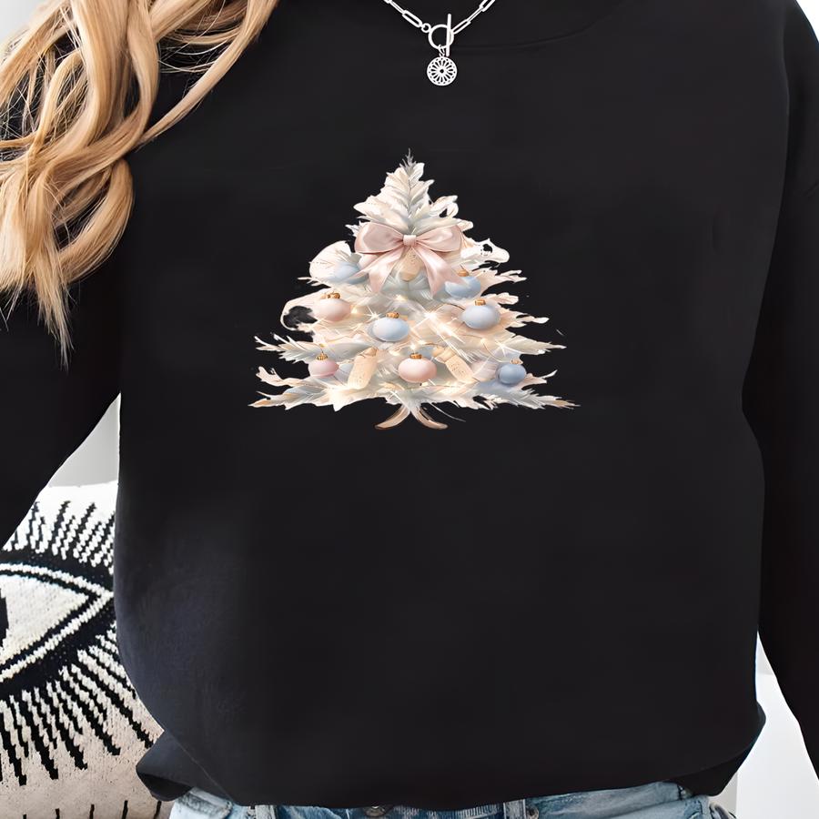 Joy To All Ivory Christmas Tree Trio Png, Colorful Glitter Christmas Png, Merry Christmas Png Design, Soft Color Brushstroke Christmas Png Sweatshirt