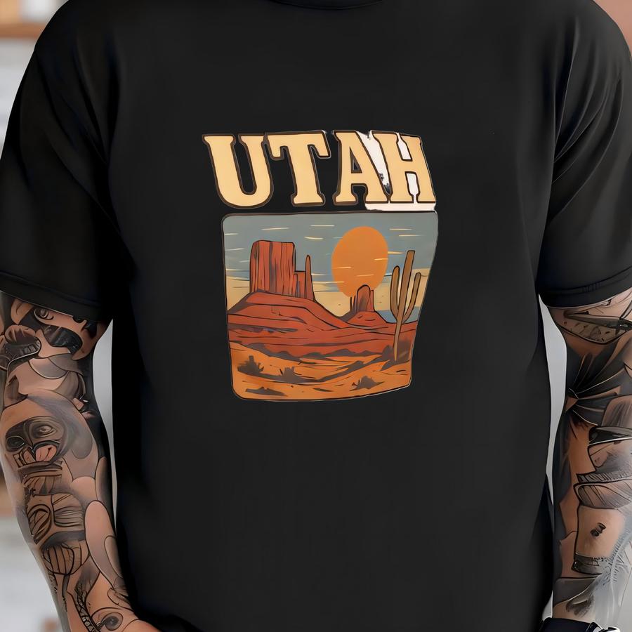 Utah Vintage Unisex Garment-dyed Hoodie, Retro Utah Tee, Distressed Utah Shirt, Vintage Style Graphic Tee, Gift For Utah Lover T-shirt