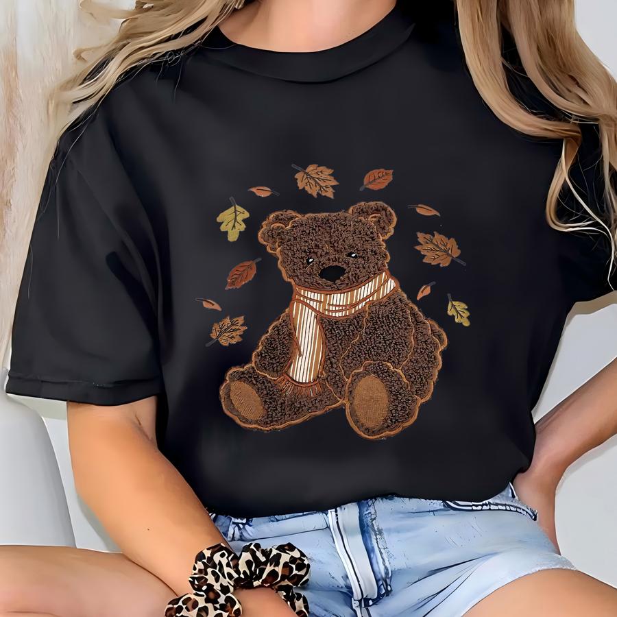 Fall Teddy Bear Sweatshirt, Crewneck, Autumn Apparel T-shirt