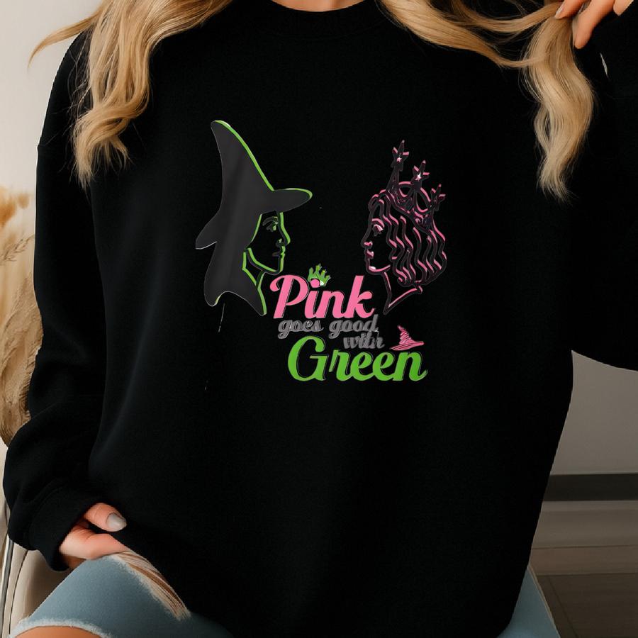 Kids' Wicked Inspired Pink Goes Good With Green T-shirt (usa Only） Sweatshirt