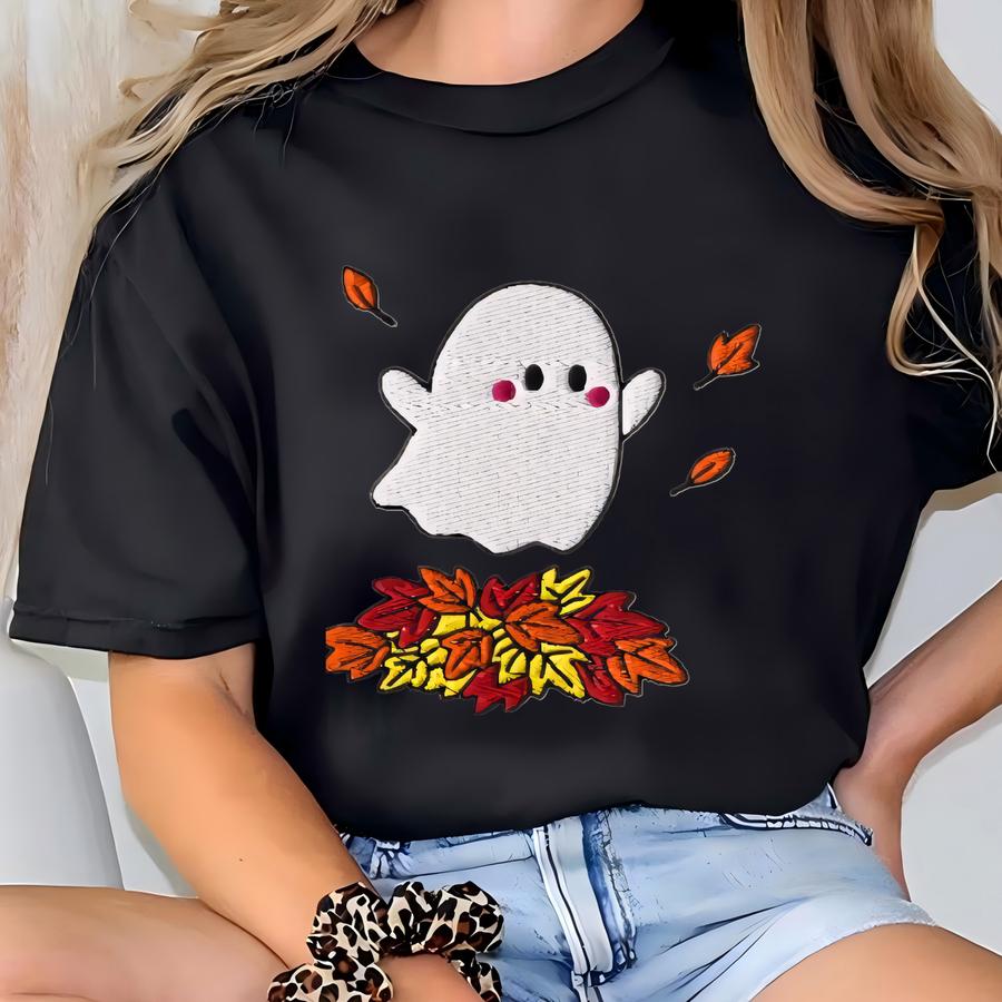 Fall Ghost Sweatshirt: Cozy Autumn Crewneck T-shirt