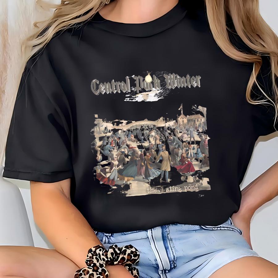 Central Park Skating Pond Scene: Vintage Style Christmas Sweatshirt T-shirt