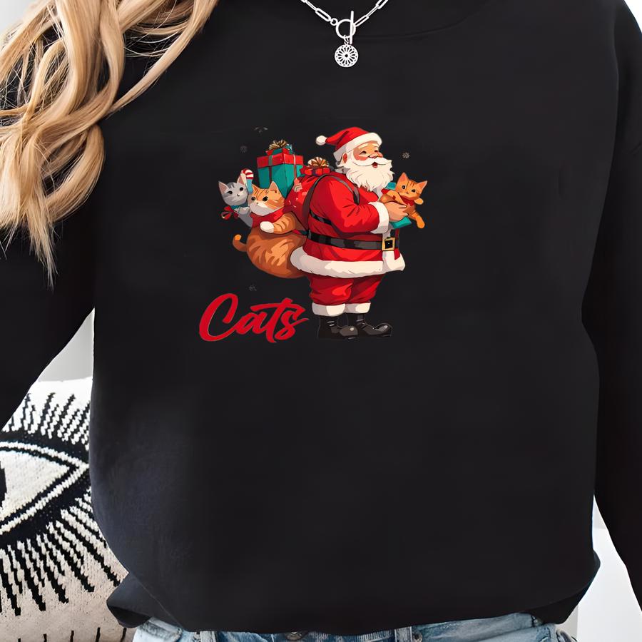 Cats For Everybody Christmas Sweatshirt, Christmas Party Shirt, Santa Claus Xmas T-shirt, Merry Christmas Tee, Reindeers Xmas Shirt Sweatshirt