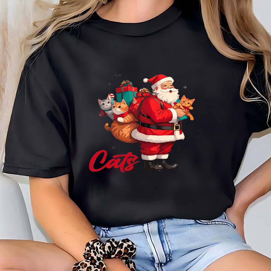 Cats For Everybody Christmas Sweatshirt, Christmas Party Shirt, Santa Claus Xmas Hoodie, Merry Christmas Tee, Reindeers Xmas Shirt T-shirt