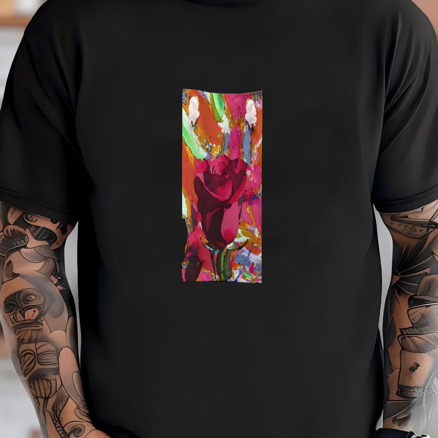 Red Rose Weekender: Large Floral Tote, Rope Handles 24 T-shirt