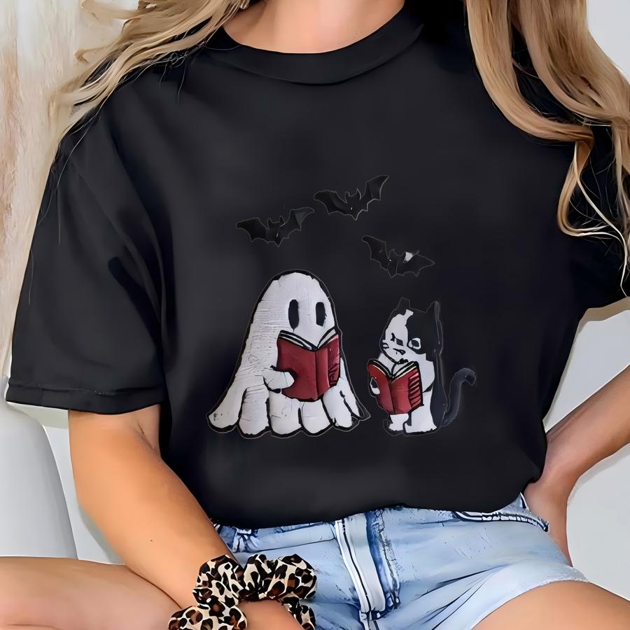 Halloween Girls Ghost Youth Sweatshirt, Cute Cat Shirt, Boo Girls Shirt, Kids Halloween Sweatshirt, Halloween Girl Shirt T-shirt